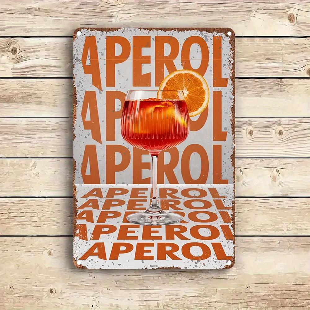 Алюминиевый настенный знак в винтажном стиле Aperol Ретро Декор для коктейлей Идеально подходит для домашнего бара Кухни Игровой комнаты