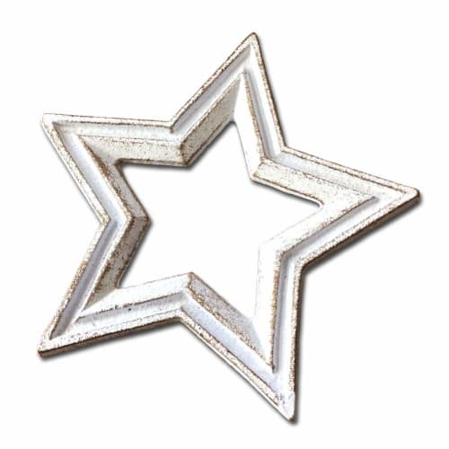 TOSSDICE CAST IRON STAR TRIVET Trivet, Antique White, TDST09-6757-15W