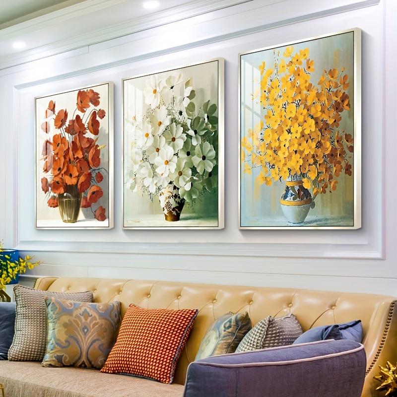 Желтый, красный, белый цветы, холст, винтажный постер, ваза, декоративные принты, настенная живопись, настенные украшения, фотографии для гостиной