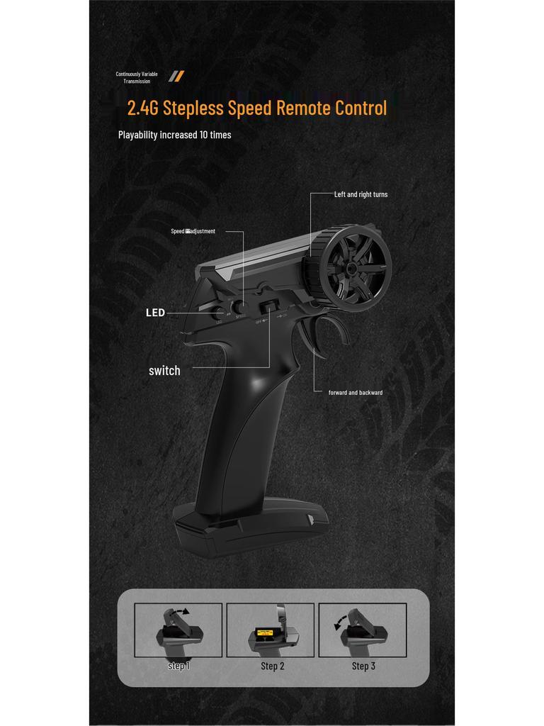 High-Speed 2.4G RC Drift Car: Half-Scale, Four-Wheel Drive, with Lights - Remote Control Toy for Kids