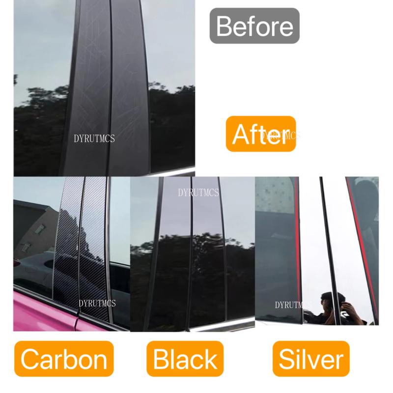 Car Door Window Column BC Pillar Post Fit For Honda Civic 2012 2013 2014 2015 Cover Trim PC Material Sticker