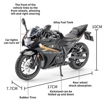 1:12 Литых Модели Мотоциклов Suzuki GSX250R GSX1000R Игрушечный Автомобиль со Световыми Колесами Амортизацией Миниатюрный Транспорт Интерактивные Игрушки