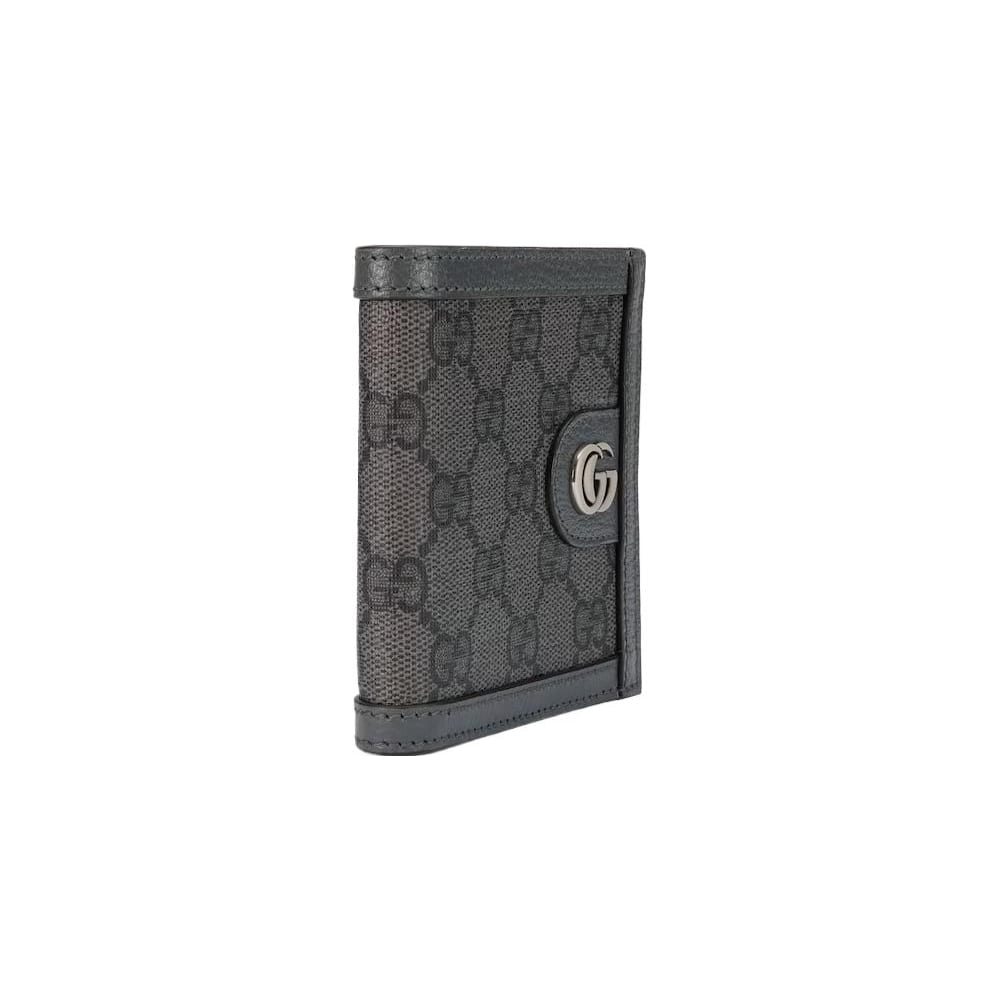 GUCCI Ophidia Canvas With Leather Trim Card Holder, Wallet Men's Gray & Black 732016-UULBN-1244