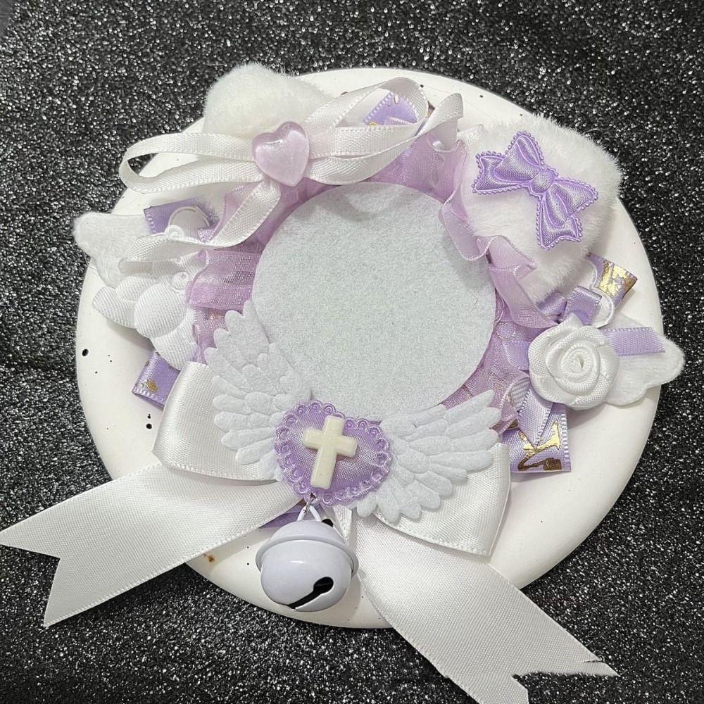 Plush Ear Anime Badge Display Base with Wings Handmade Anime Itabag Display Holder Ribbon Lacework Badge Display Base Decoration