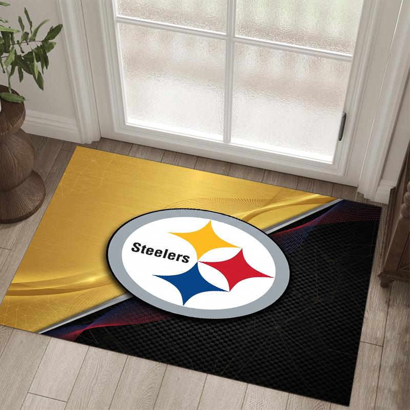 Pittsburgh Steelers Design Crystal Velvet Carpet Cozy Non?Slip Printed Rug For Bedroom Living Room Entrance