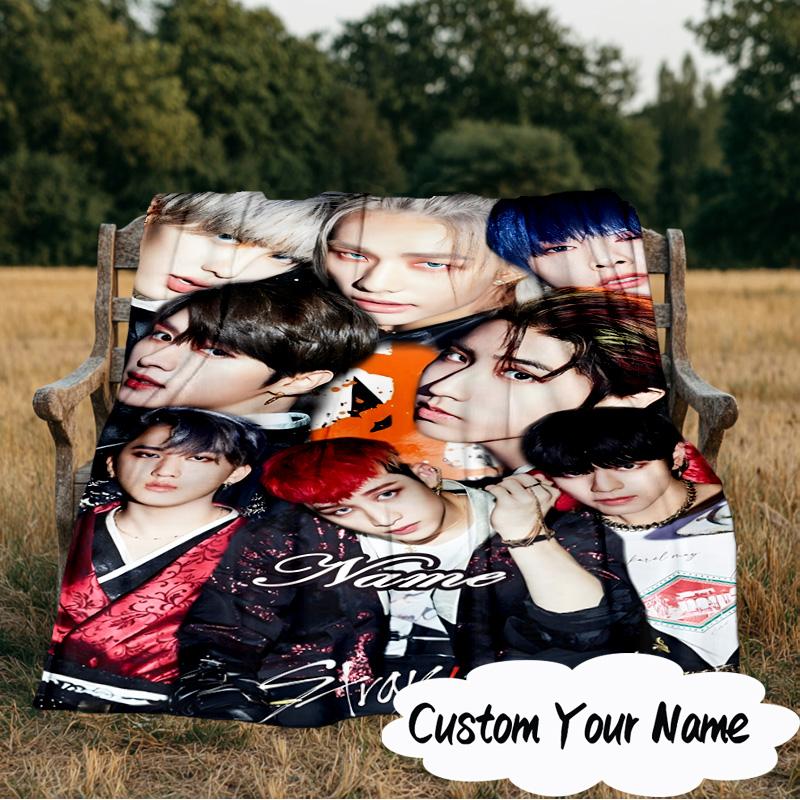 Custom Name K-pop Stars Unite Blanket Ideal Bedding Blanket Perfect for Travel, Camping, Living Rooms, Offices, Sofas, Fan Christmas gift