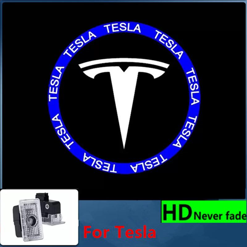 bjzqr4 2PCS Car Door HD LED Lamp Projector Courtesy Welcome Light For Tesla Model 3 S X highland Model Y 2025