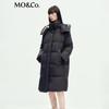 MO&Co. Women's Long Goose Down Jacket with Detachable Hood