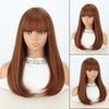 Long Brown Straight Synthetic Heat Resistant Fiber Wigs with Bang Natural Wig for Women Daily Wear Cosplay
