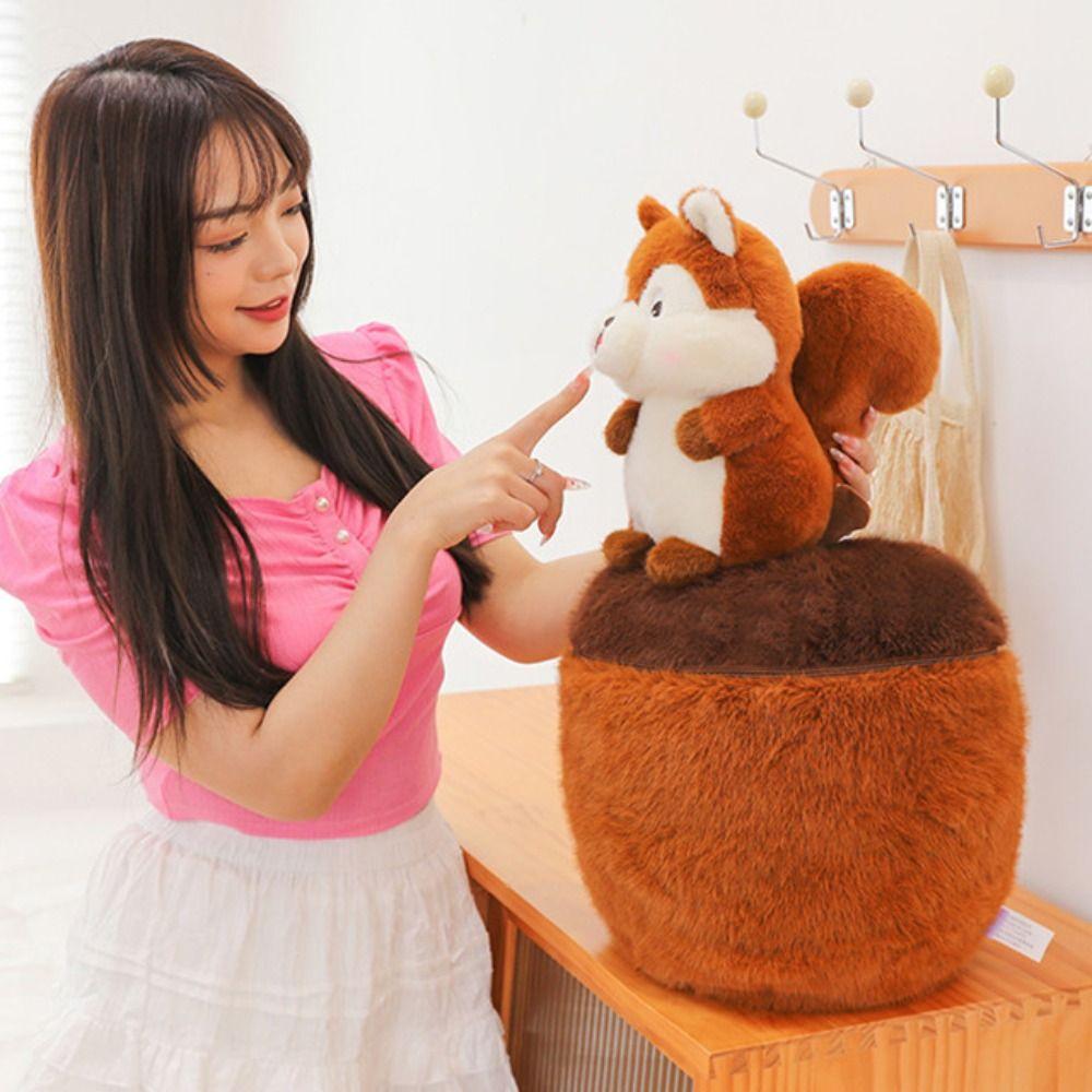 Detachable Squirrel 2 in 1 Plush Toys PP Cotton Stuffed Soft Animal Dolls New Year