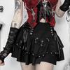 AltGoth Emo Alt Mall Gothic Skirt Women Streetwear Harajuku Cyber Punk Y2k Grunge Rive Lace-up High Waist A-line Skirt Clubwear