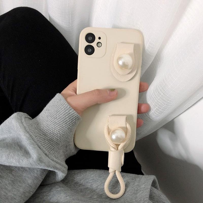 Жемчужный браслет Чехол для мобильного телефона Подходит для iPhone 16 Всесторонний Защита от падения Apple 15 Однотонный 14 Матовый 8Plus Мягкий X