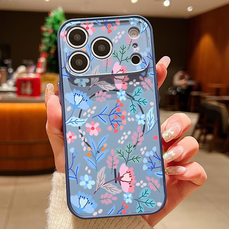 Магнитный чехол для телефона с узором «Маленький цветок» Для iPhone 17 ProMax 16 15 14 13 Pro Max Для Magsafe Беспроводная зарядка Жесткая задняя крышка