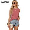 Summer Women's Vest Y2K Loose Knit Sleeveless Round Neck Shirt Stretch Tank Top