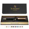 Scriveiner Silver Black Chrome Ballpoint EDC Luxury Gorgeous and Pocket 24K Gold Comfortable Writing Perfect Gift for Men and Includes Schmidt Refills