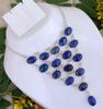 WOW Lapis Lazuli Gemstone 925 Sterling Silver Plated 18" Necklace FK-135