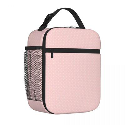 Bestselling Pastel Pink Polka Dot Pattern Breathable Design Thermal Tote Festival Outing Kids Lunch Bag