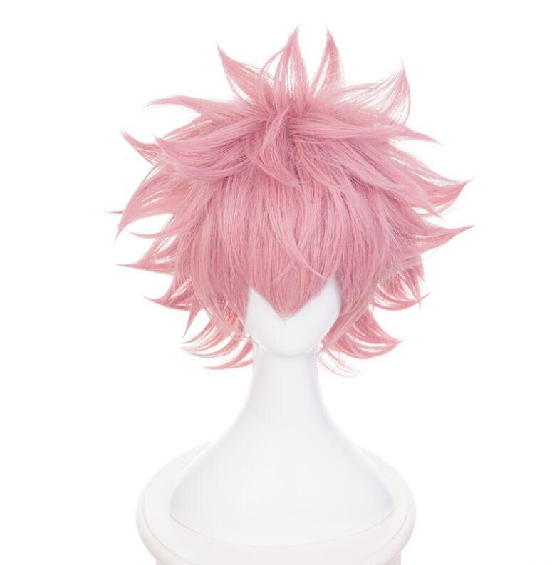 Парик для косплея Boku no Hero Academia Mina Ashido, My Hero Academia, мужские и женские розовые короткие синтетические волосы, костюм для вечеринки, парики для ролевых игр