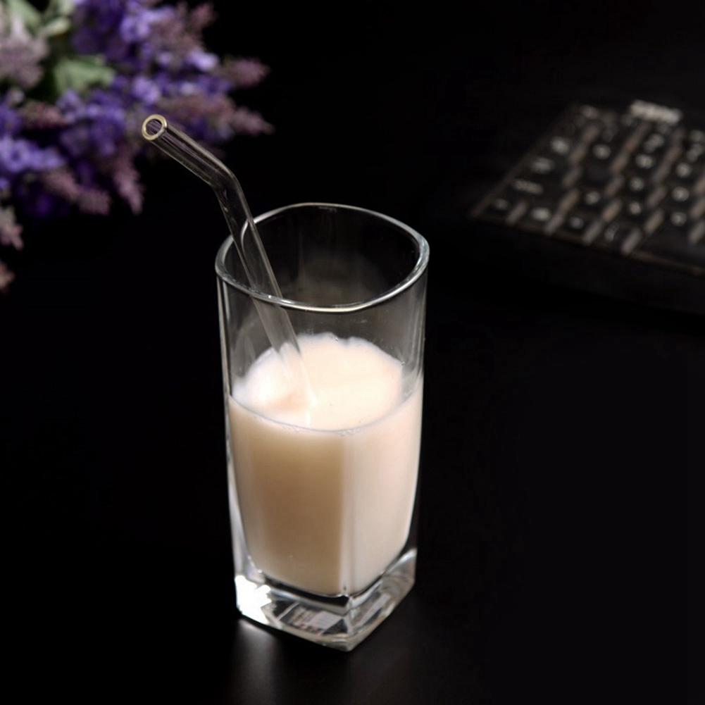 Portable Reusable Transparent Heat Resistance Drinking Glass Straw with Cleaning Brush Set