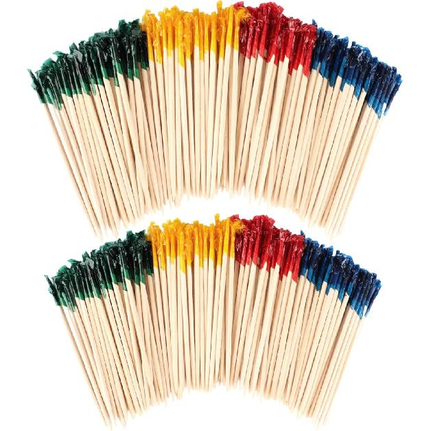 1600Pcs Toothpicks for Appetizers, 2.5 Inch Cocktail Picks with Assorted Colors, Wooden Food Toothpicks for Appetizers Cocktail Fruit Club Sandwiches
