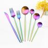 Multicolor Stainless Steel Matte Dinnerware Cutlery Set Knife Fork Spoon Long Spoon Tableware Flatware Set