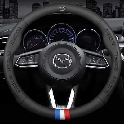 Кожаный чехол на руль автомобиля для Mazda 3 5 6 SKYACTIV Axela Atenza CX30 CX5 CX8 CX9 MX5 RX8 RX7 BT50 Аксессуары