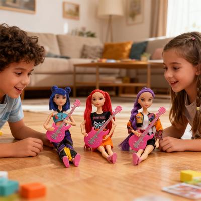 3 шт. K-pop кукла охотницы с гитарными аксессуарами, персонаж анимационного фильма, коллекционная игрушка, подвижные суставы, фигурка девушки, украшение, сувенир для фанатов