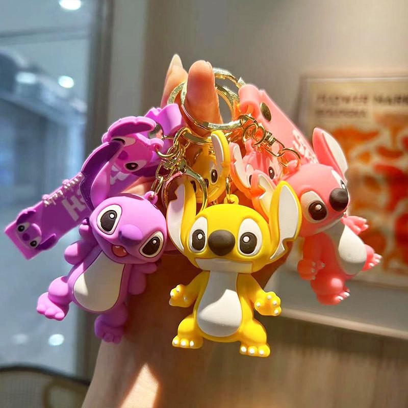 Adorable Cartoon Stitch Keychain Cute Silicone Bag Charm Creative Car Key Ring