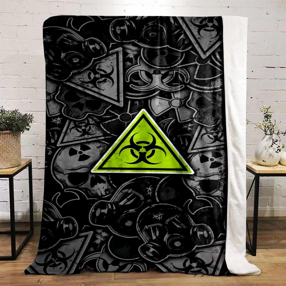 Biohazard Symbol with Skulls and Masks Flannel blanket for bedroom, living room, sofa, and nap sofas.