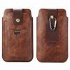 Leather Dual Pouch Phone Bag Men Hanging Tool Waist Belt Clip Case For iPhone 16 15 13 Pro Samsung Galaxy S24 S23 Xiaomi Redmi Honor Oppo Holster Pack