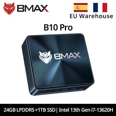 Мини-ПК BMAX B10 Pro Intel 13-го поколения i7-13620H 10 ядер Макс. 4,9 ГГц 24 ГБ ОЗУ LPDDR5 1 ТБ SSD WiFi 6 Bluetooth 5.2
