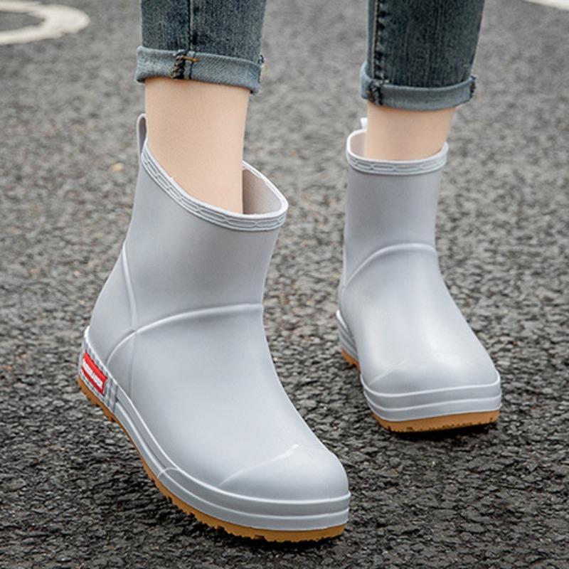 Женские новые водонепроницаемые короткие сапоги-трубы для взрослых, нескользящие, бархатные, теплые, резиновые сапоги