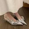 Fashion Elegant Bow Women's Sandals Pointed Toe Heeled Shoes Woman Mules Shoes 2025 Summer Trend Designer Pumps Party Zapatos Mujer