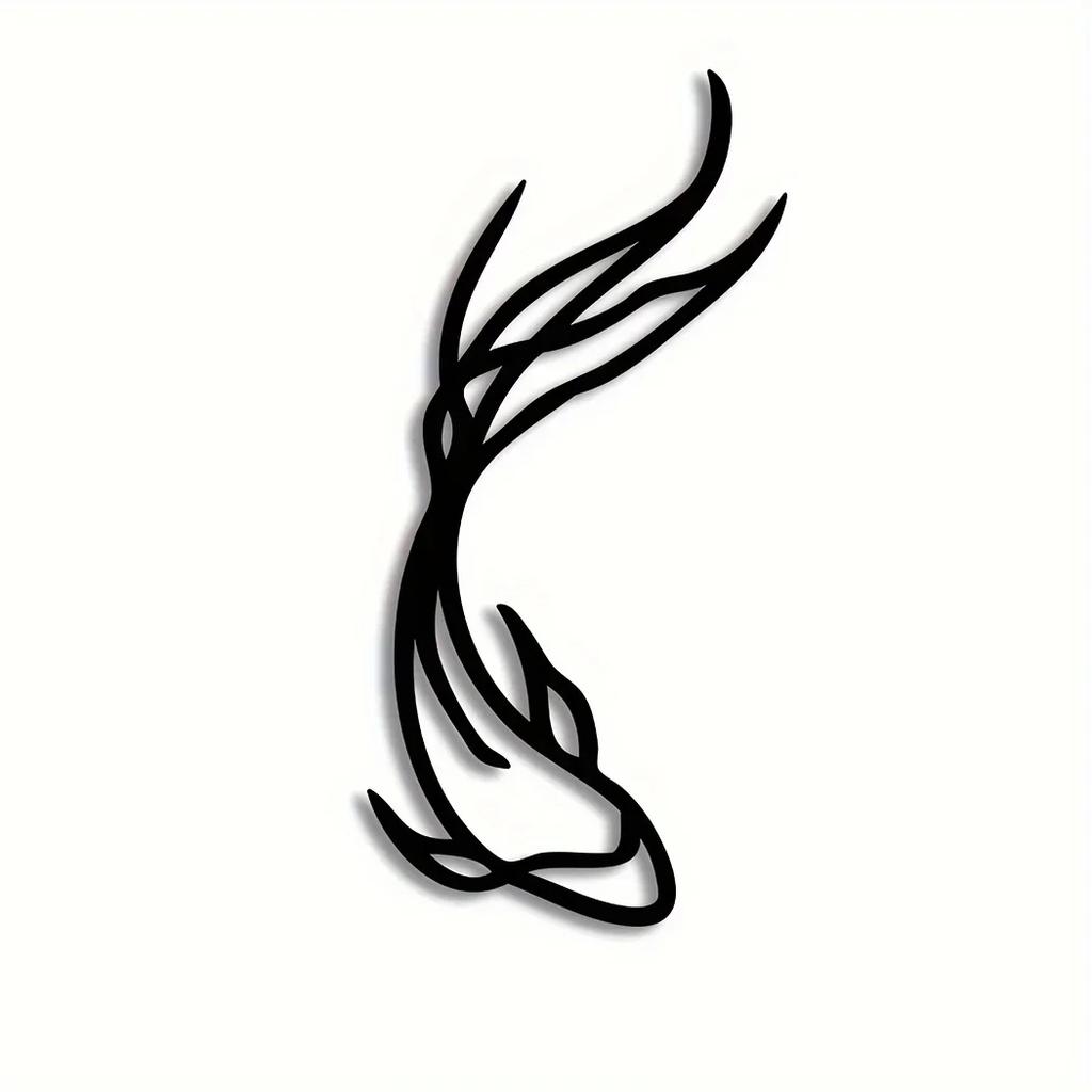 Стильная 1 шт. Металлическая скульптура рыбы Фэн, минималистский шедевр линейного искусства, великолепный декор для стен из металла и абстрактное искусство рыбки Бетта