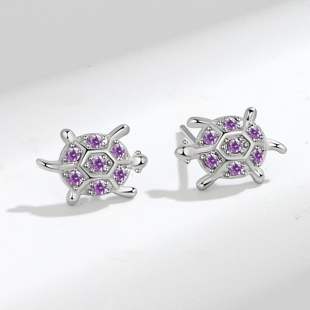 Minimalist Personalized Small Turtle Zircon Stud Earrings Unisex Fashion Animal Shape Ear Jewelry For Men And Women