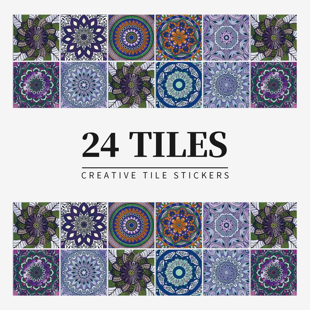 24 Pieces European Pattern Self-Adhesive Tile Sticker Waterproof And Oil-Proof Kitchen Bathroom Wall Decoration Matte Film Pvc Wall Sticker