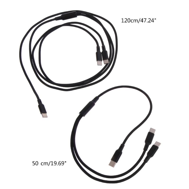 Nylon Braided Type-C to Type-C+Type-C Charger Cable Reliable Connectivity Faster Charger Cable Cord Safe and Stable