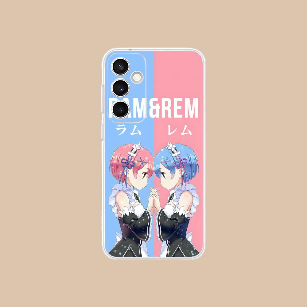 Прозрачный чехол для мобильного телефона ReZero Rem Ram для Samsung Galaxy S25 S24 S23 S22 S21Plus FE Ultra Цветная обложка