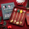 Christmas Spoon Fork Set Dessert Spoon Fork Coffee Spoon Christmas Pendant Spoon Fork Santa Claus Gift Set