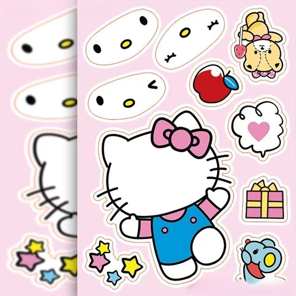 8 Листов/Упаковка Sanrio Наклейки Меняющие Лицо Милый Мультяшный Сделай Лицо DIY Головоломка Наклейка Игрушка