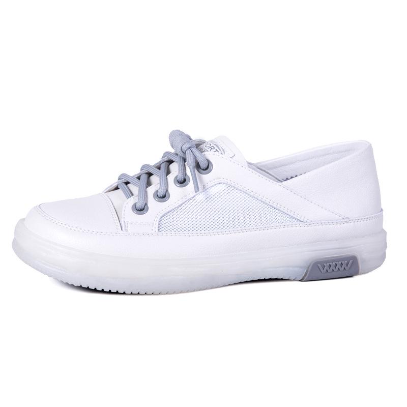 2025 Women's Genuine Leather White Sneakers: Breathable, Soft Cowhide Sole, Versatile Two-Wear Design for Spring & Summer.