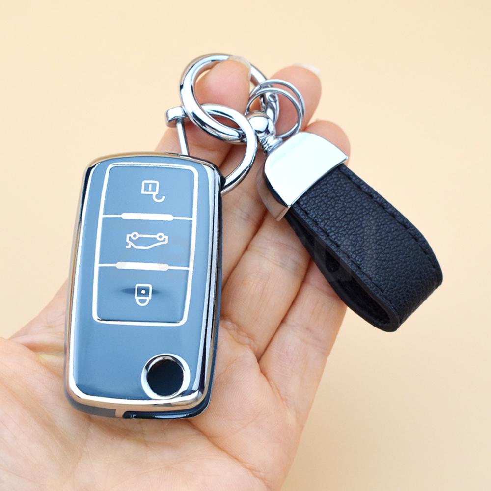 Для Vw Volkswagen Polo Golf Passat Beetle Caddy T5 Up Eos Tiguan Skoda Octavia A5 ТПУ Чехол для ключа автомобиля Обложка Автомобильный корпус Брелок