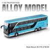 1:30 Scale Double-decker Business Bus Alloy Model Toy Car Sound Light Pull Back 5 Doors Opened Simulation Vehicle Models Toys