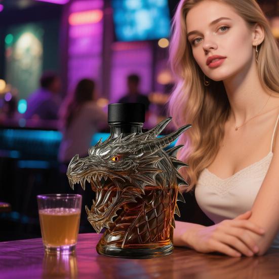 Бутылка для виски Yousheng 300 мл, графин в форме головы волка, бутылка для вина из боросиликатного стекла с герметичным уплотнением, графин для виски