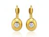 English Gold Earrings 333 Ovals with Cubic Zirconia, Classic Design, Perfect for a Gift