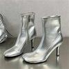 SEXY Round Toe Women Ankle Boots Concise Thin High Heels Spring Autumn Shoes Fashion Side Zipper Short Booties