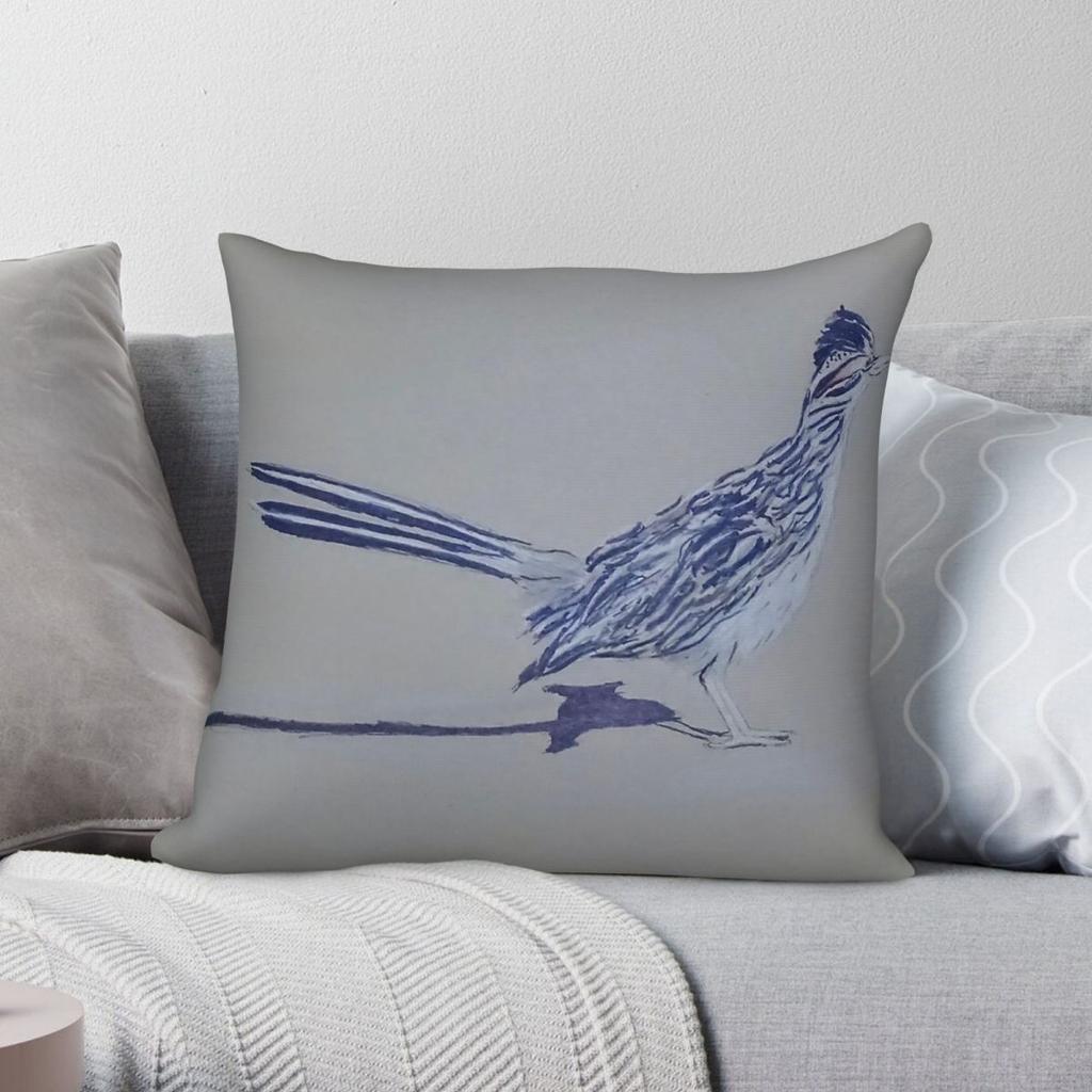 Roadrunner Bird Square Pillowcase Polyester Linen Velvet Pattern Zip Decor Home Cushion Case