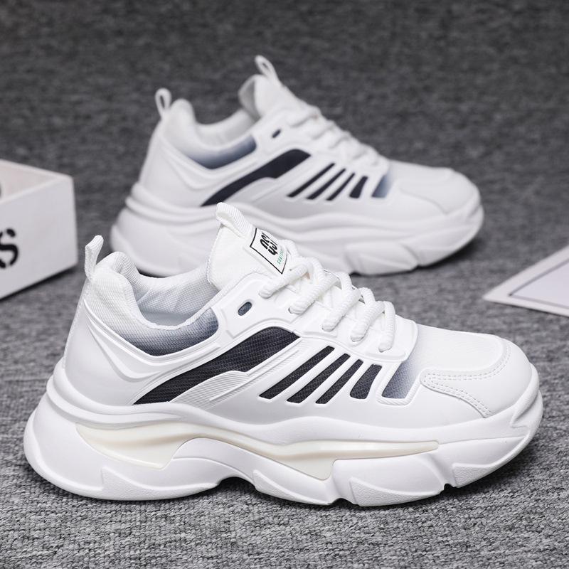 Роскошные 2024 новые модные повседневные кроссовки на толстой подошве для бега на весну и осень, нескользящие мужские спортивные туфли из вулканизированной стали