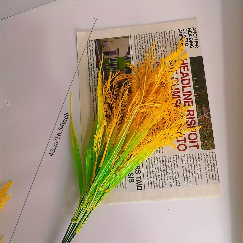 3Pcs Simulation 7-pronged Golden Wheat Ears Rice Barley, for Wedding Banquet Festival Home Party Decoration