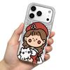 Девушка с кошкой Чехол для iphone 16 Plus 15 18 Pro Max 12 17 Pro Air XR 14 13 XS Max 11 Серебристый Блеск Трескающийся Фон